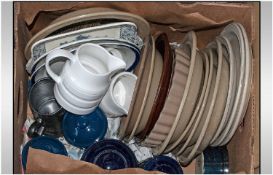 Various Stoneware Items Comprising Some Plates, Jugs, Pots, Tankards Etc