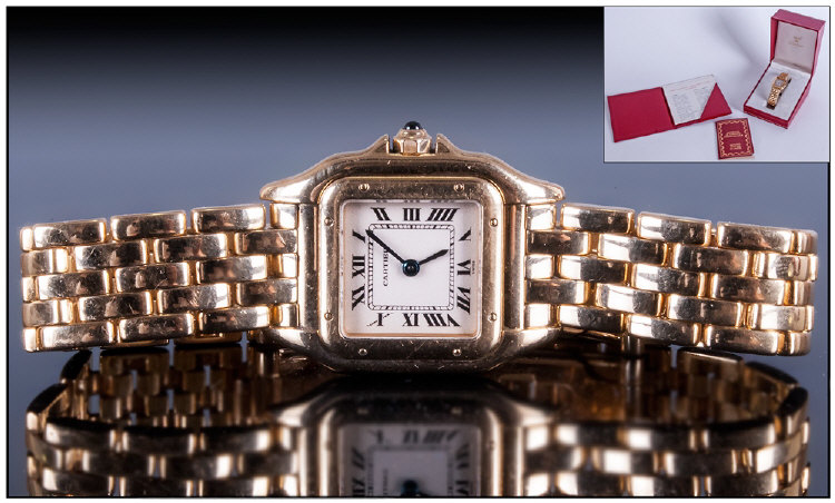 Cartier Ladies 18ct Gold Panthere Wristwatch, Features include Quartz movement, Sapphire crystal
