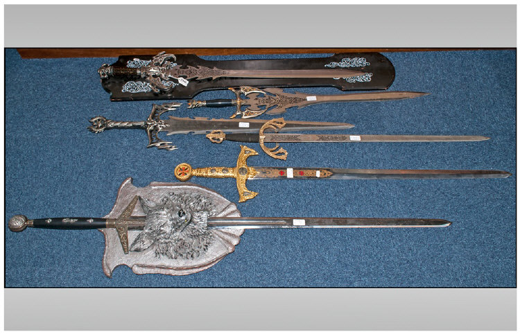 Display Purpose Only, Collection Of Fantasy Display Swords Look To be Molotoch Slayer Sword, others