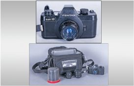 Pentax Auto 110 System, Auto SLR Camera, Wide angle Lens 24mm, also has 20-40 mm Zoom Lens, 50 mm
