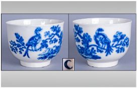 Caughley Blue and White `Birds in Branches` Tea Bowl, of unusually large size; also produced by