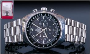 Gents Omega Speedmaster Professional Mark II Chronograph Wristwatch, Black dial with three