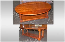 French Cherrywood Minature Drop Leaf Gate Leg Table, with turned cannon barrell legs in a flat form