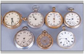 Collection Of 7 Base Metal Pocket Watches, various makes & conditions.