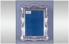 Large Silver Photo Frame, Fully Hallmarked Francis Howard Sheffield 1992, Velvet Backed Wth Strutt,