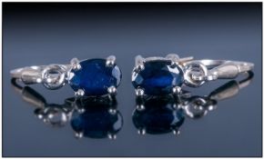 Midnight Blue Sapphire Lever Back Earrings, each diffused blue sapphire solitaire being a .75ct