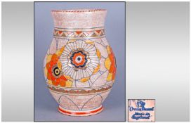 Charlotte Rhead Signed Crown Ducal 1930s Vase. `Rhodian` Pattern Numb 3272. Decorated With Stylised