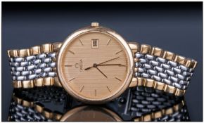 Gents Omega DeVille Bi Coloured Wristwatch, Gilt Dial, Batons, Hands And Date Aperture, 33mm Case,