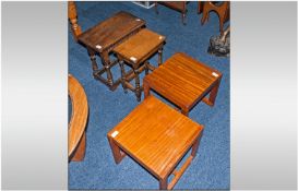 Four Small Side Tables two in oak & Jacobean style & two teak in contemporary style.