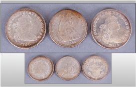 Three American Silver Re-Strike Dollar Coins : dated 1798 - 1804 - 1843 (Nearly 3oz in weight)