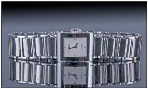 Ladies Rado Diastar Wristwatch, Square Mirrored Case And Integral Bracelet, Silver Dial With