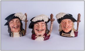 Royal Doulton Character Jugs, Complete Set Of Three Musketeers, 1. Athos, D65=452, 7.25`` in