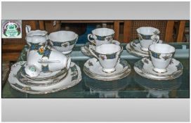 Scottish Royal Standard Part Teaset `Bonnie Scotland` Milk jug, sugar bowl, 6 cups & 6 saucers &