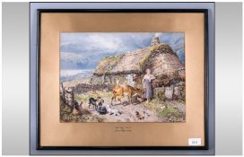 The Pet Calf after Briket Foster R.W.S, Framed Coloured Print, mounted and behind glass. 21 x 17