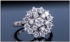 18ct Gold Antique Diamond Cluster Ring,  Estimated Diamond weight 1.6ct.