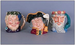 Royal Doulton Character Jugs, 3 in total. 1. Town Crier, Style 1. D6530, 7`` in height, Issued