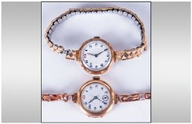 Two 9ct Gold Ladies Wristwatches, 20th Century, Both Monogrammed To Back, One Fully Hallmarked