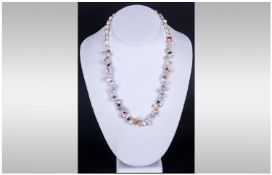 White Keshi Pearl and Gemstone Necklace, the brilliantly high lustre Keshi pearls, a rare pearl