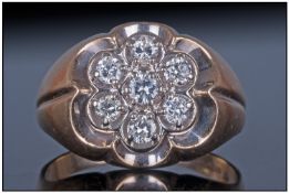 14ct Yellow Gold Set Diamond Cluster Ring. The Diamond in a Flowerhead Setting. The Diamonds are of