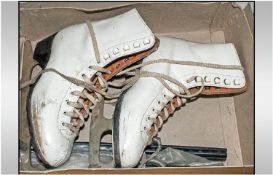 Pair of Ladies Ice Skates with Blade covers, by Fagan Skating Footwear. Approx Size 4