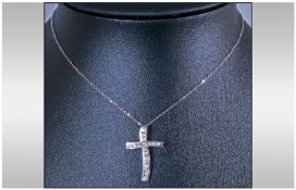 White Gold Diamond Set Cross with chain.