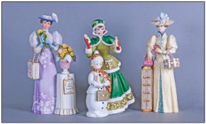 Three Avon Ceramic Figures, 9 inches in height comprising Mrs Albee Award 2001, 2002 and  2003.