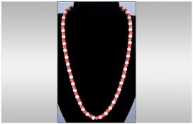 A Vintage Coral & Pearl Necklace 15 grams. 19`` in length.