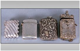 Collection Of Four Victorian/Edwardian Silver Plated Vesta Cases.