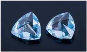 A Pair Of Trillion Shaped Aquamarines, Approximately 6.20cts.