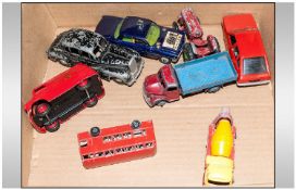 Eight Vintage Diecast Toys/Cars Including Dinky 480 Royal Mail Van, Dinky 343 Dodge Truck, Corgi