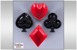 Set of Four Carlton Ware Playing Card Dishes. Comprising Diamond, Club, Spade and Heart.