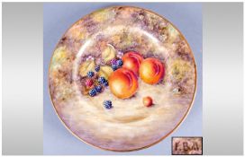 Royal Worcester Fruits Hand Painted Cabinet Plate, Signed F.Bull `Peaches & Berries` no marks to