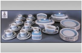 Royal Doulton 55 Piece Part Dinner And Tea Service. Counter point pattern. Comprises 8 trios, 8