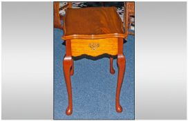 Reproduction Mahogany Queen Anne Style Single Drawer Shaped Top Centre Table on cabriole legs. 26``