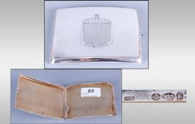 An Early 20th Century Continental Silver Cigarette Case of curved rectangular form. The front