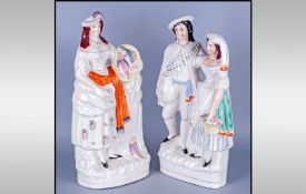 Two Large Flatback Staffordshire Figure Groups 16 inches in height.