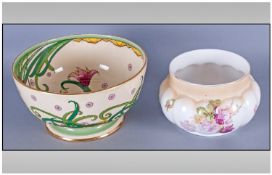 Mintons Hand Painted Art Nouveau Footed Bowl, `Tulipa` Rare pattern. Circa 1890`s, 4.5`` in height,