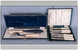 EPNS Fish Serving Boxed Set together with boxed set of knives.