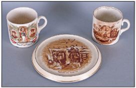 World War 1 Souvenir Pottery Interest. Bruce Bairnsfather Souvenir WW1 Teapot Stand.  6.5`` in