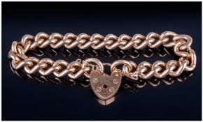 Ladies 9ct Gold Solid Link Curb Bracelet, fully hallmarked, complete with safety chain & padlock