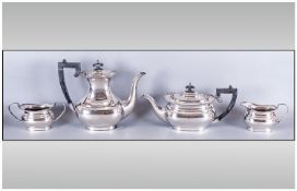 Silver Plated Four Piece Tea Service comprising tea pot, coffee pot, milk jug & sugar bowl. Parkin
