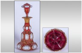 Extremely Fine Quality Venetian Shaped Ruby Glass Scent Bottle decorated in floral gilt work to the