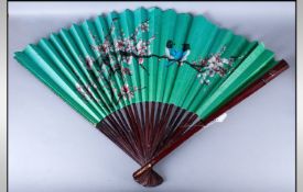 Large Oriental Hand Painted Fan.