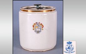 Preston Interest Carlton Ware Lidded Tobacco Jar, the body with the Preston town crest applied with