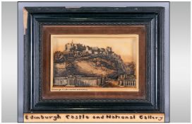 Wax Framed Picture Of Edinburgh Castle, 17.5x13.5``