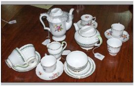 Two Part Teasets comprising Crown Staffordshire with floral decoration on white ground and