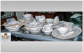 Royal Albert `Silver Maple` Dinner Service, comprising dinner plates, side plates, tureens, two