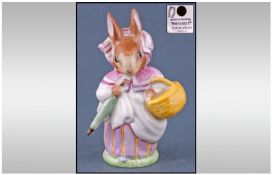 Beswick Beatrix Potter Figure, Mrs Rabbit First Version. Small Side. Umbrella out. Gold oval stamp.
