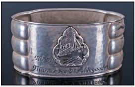 M.S. MARNIX . VAN. ST. ALDEGONDE. A silvered Metal Art Deco Style Napkin Ring from this Famous