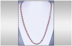 Ladies 9ct Rose Gold Fancy Link Necklace, each link of quartrefoil form with ring spacers. partial